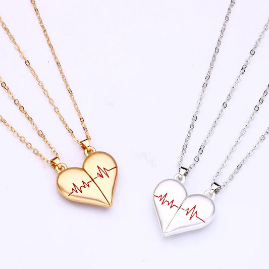 Heartbeat Connection Magnetic Couple Necklace